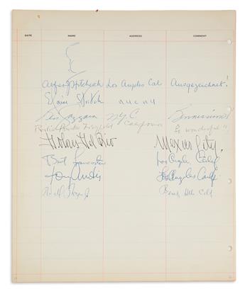 (ALBUM.) Guestbook for Lüchows restaurant containing over 400 Signatures, many with holograph sentiments, a few with small ink drawing